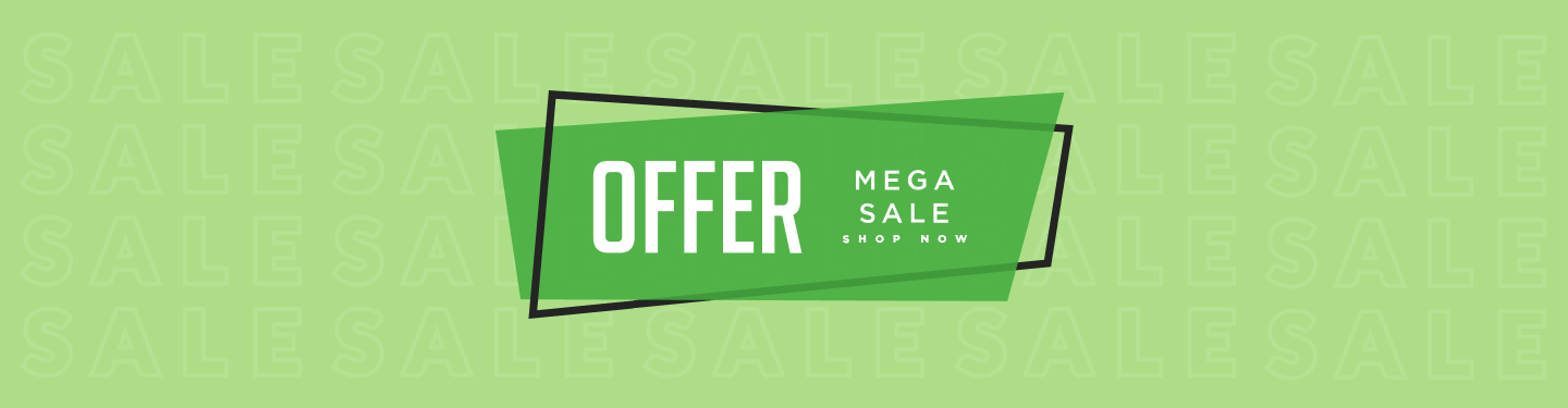 Banner escrito Offer, Mega sale, Shop now